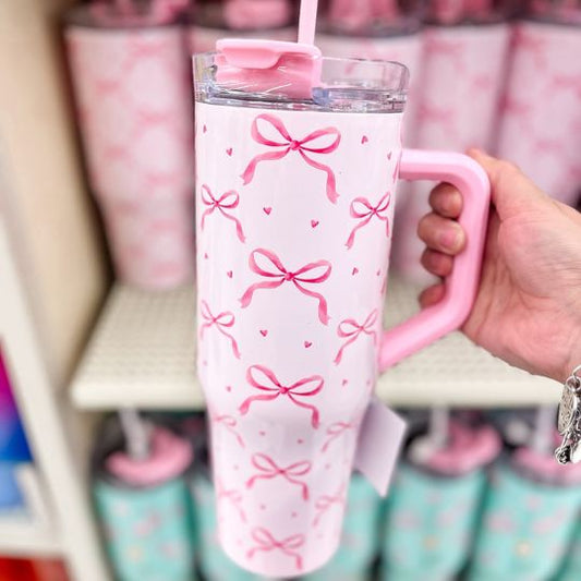 Pink Bows with Hearts Tumbler (1200 ML)